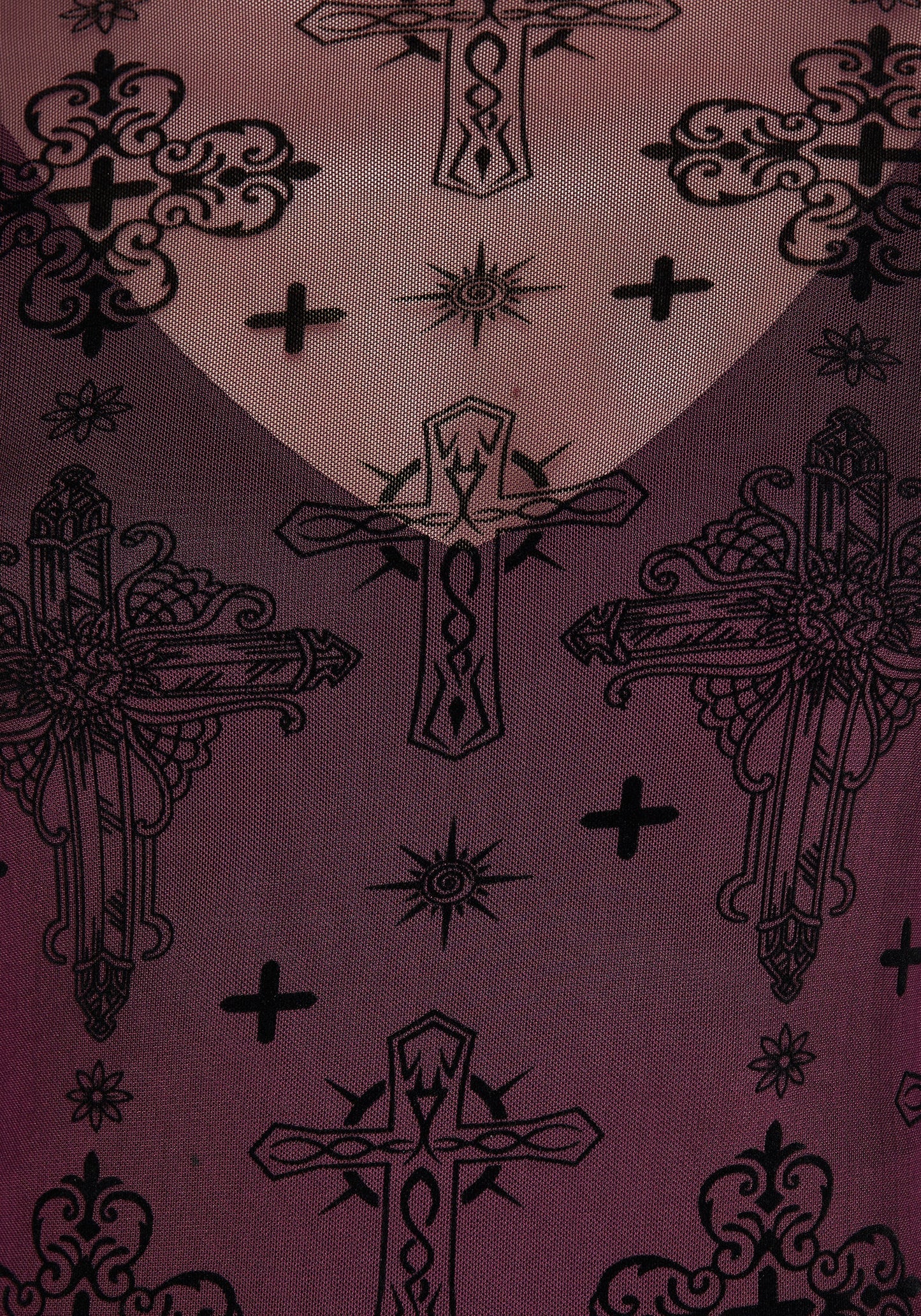 Priestess Flocked Mesh Maxi Dress - Purple