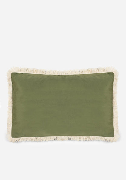 Swamplife Embroidered Velour Rectangle Fringe Cushion