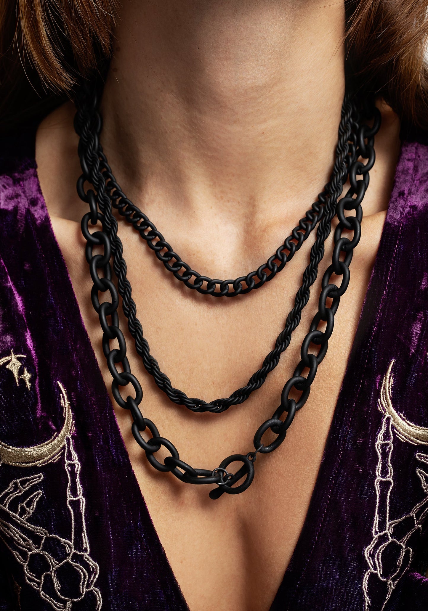 Jet Chunky Chain Layered Necklace
