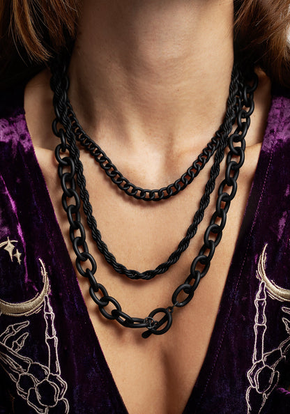 Jet Chunky Chain Layered Necklace