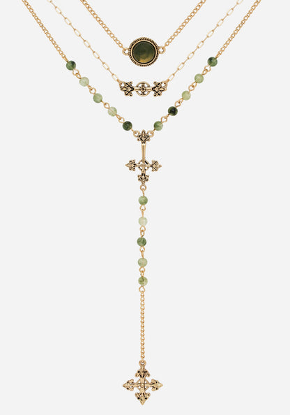 Viridity Layered Gem Multichain Necklace