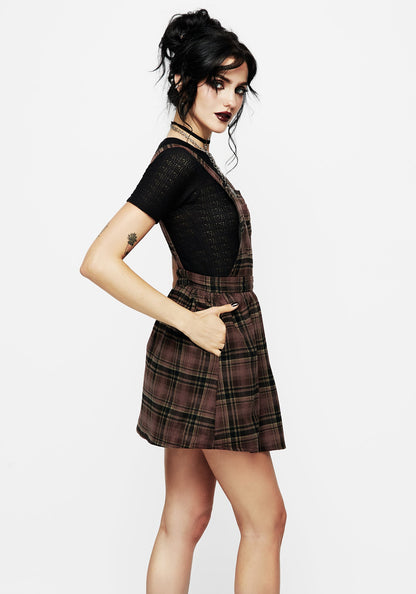 Hickory Embroidered Check Mini Pinafore Dress