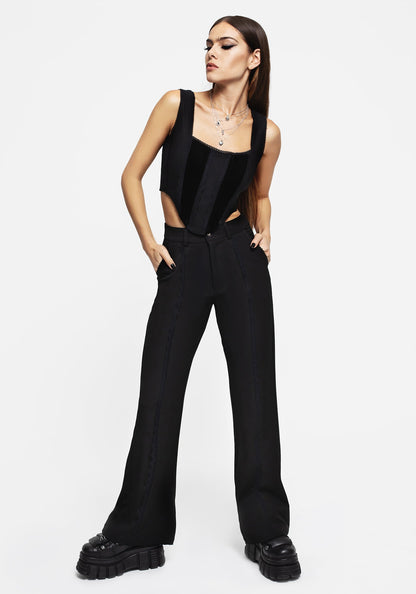 Nightlife Lace Trim Flared Trousers