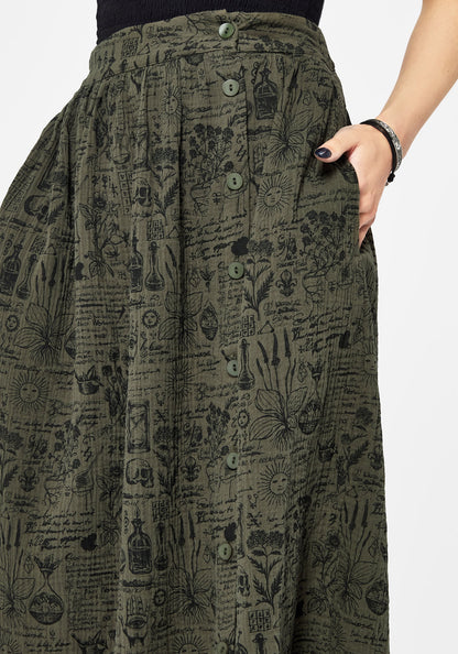 Taddea Cotton Side Button Up Maxi Skirt