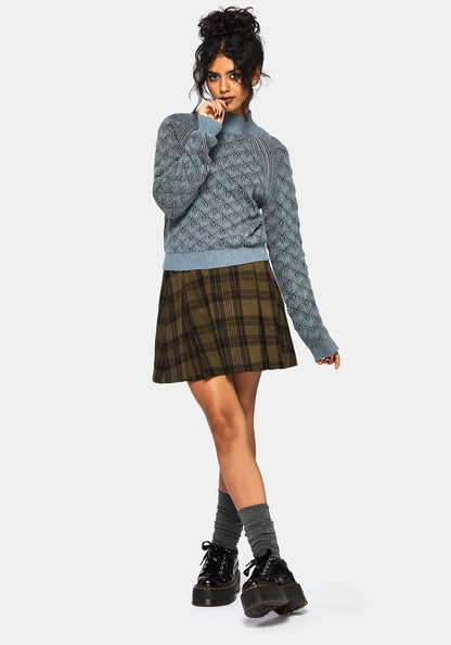 Edna Cotton Leaf Ribbed Funnel Neck Jumper