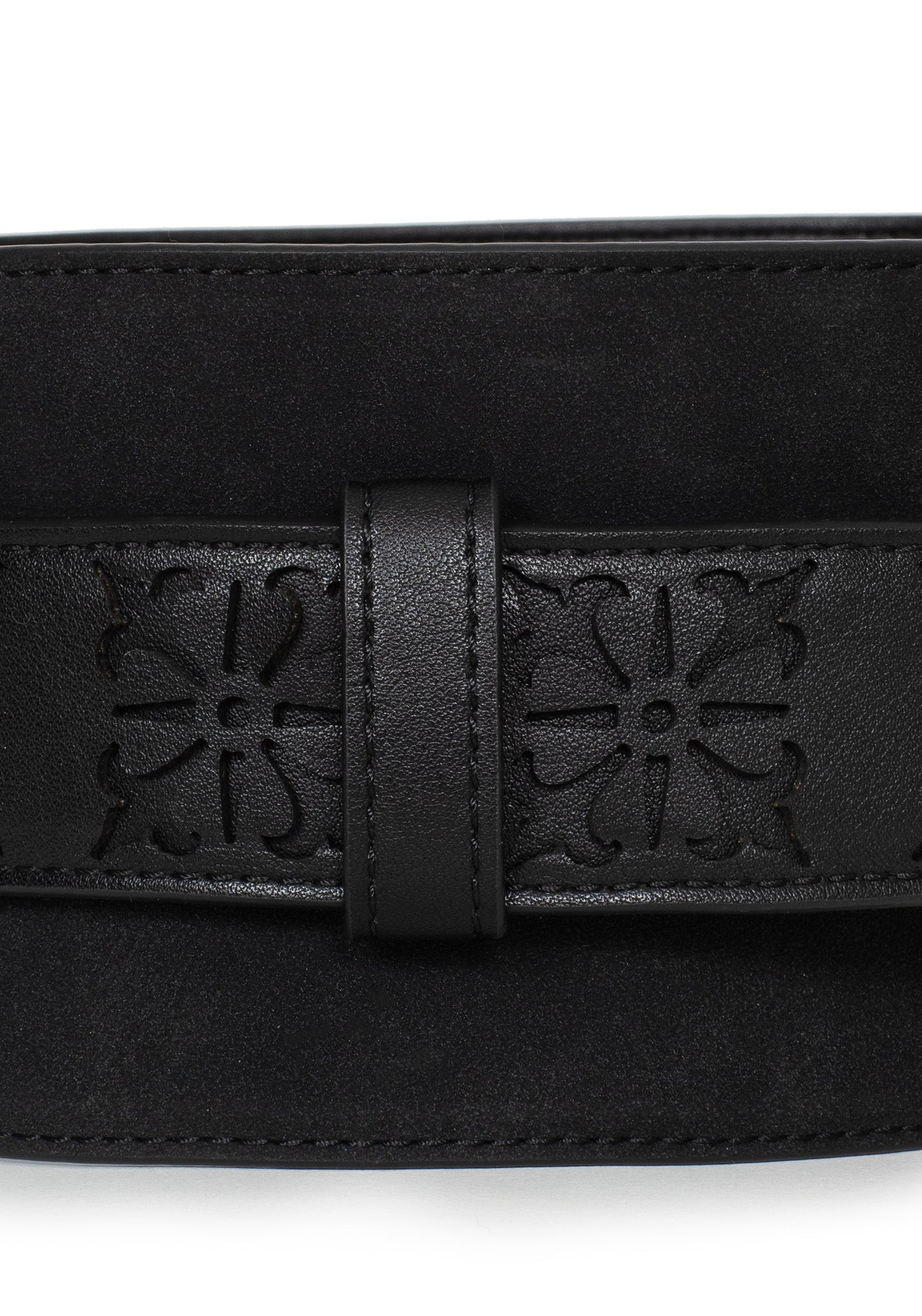 Eugenia Cross Cut Out Detail Faux Suede Waist Belt