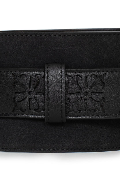 Eugenia Cross Cut Out Detail Faux Suede Waist Belt