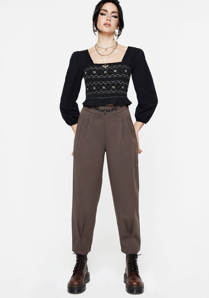 Woodruff Embroidered Balloon Leg Trouser