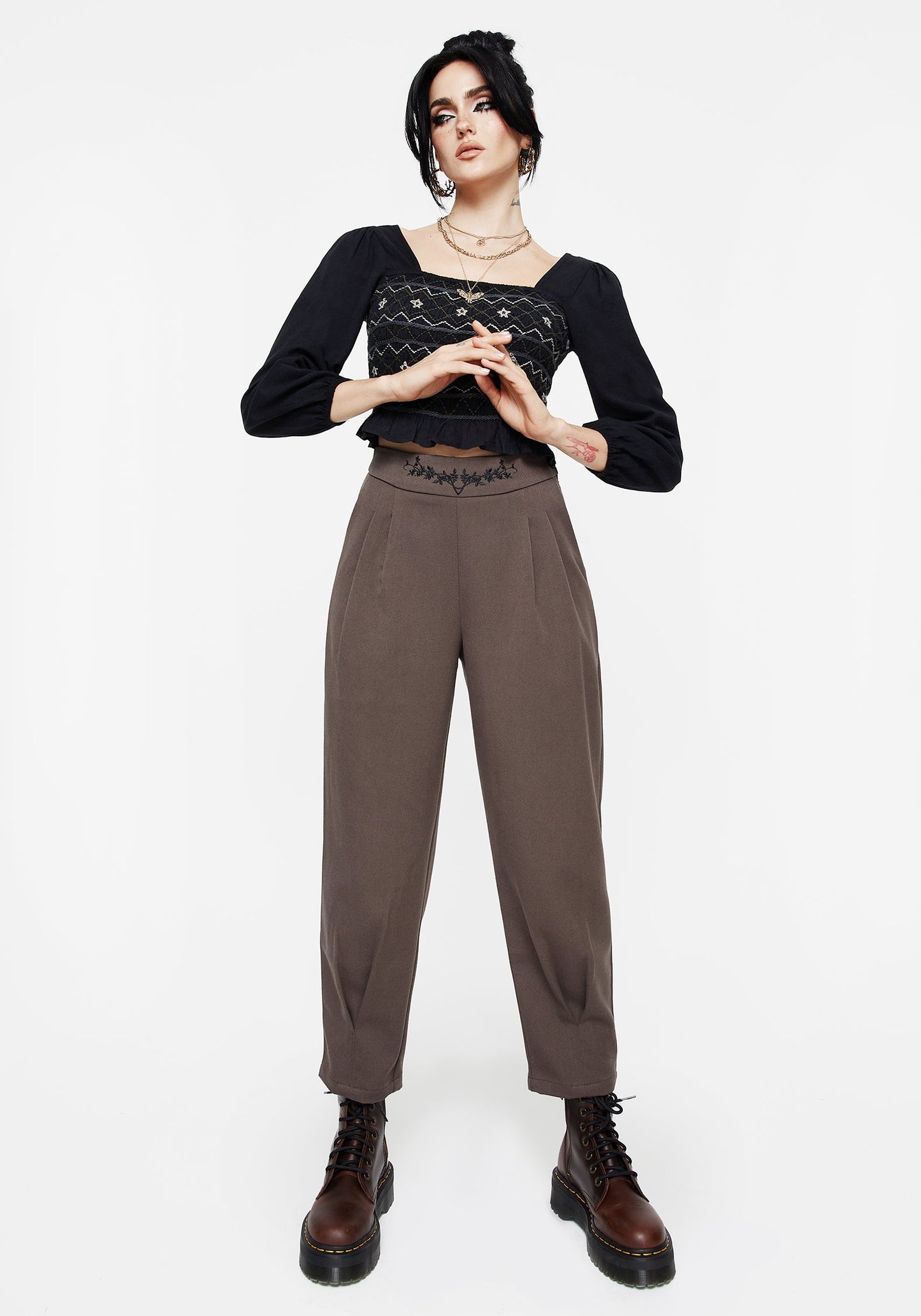 Woodruff Embroidered Balloon Leg Trouser