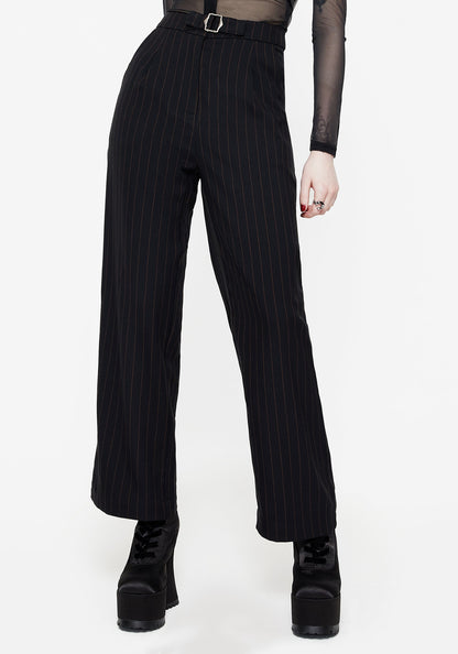 Enyo Belt Detail Stripe Wide Leg Trouser