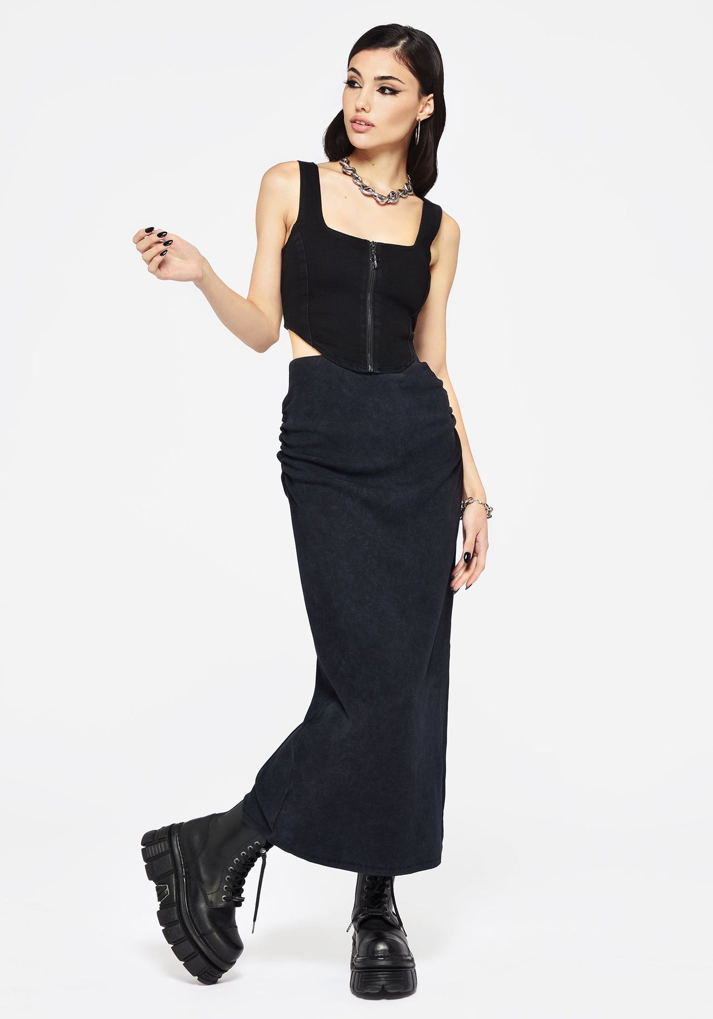 Christina Washed Rib Cotton Maxi Skirt