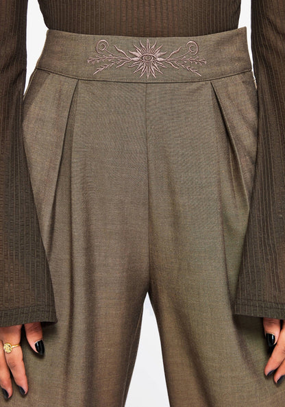 Mystic Embroidered Turn Up Wide Leg Trouser