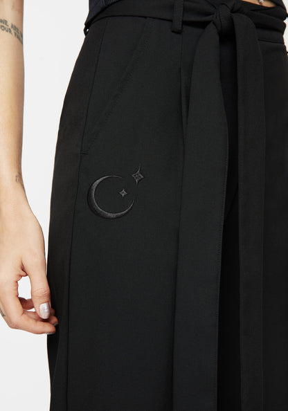 Hester Embroidered Tapered Trousers - Black