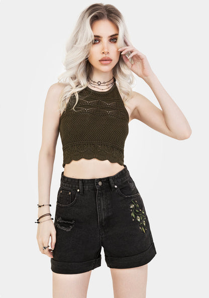 Swamplife Embroidered Denim Shorts