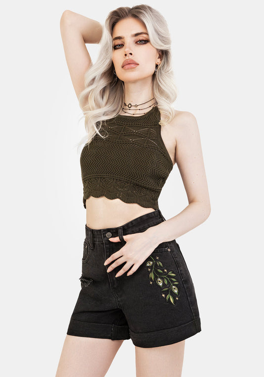 Swamplife Embroidered Denim Shorts