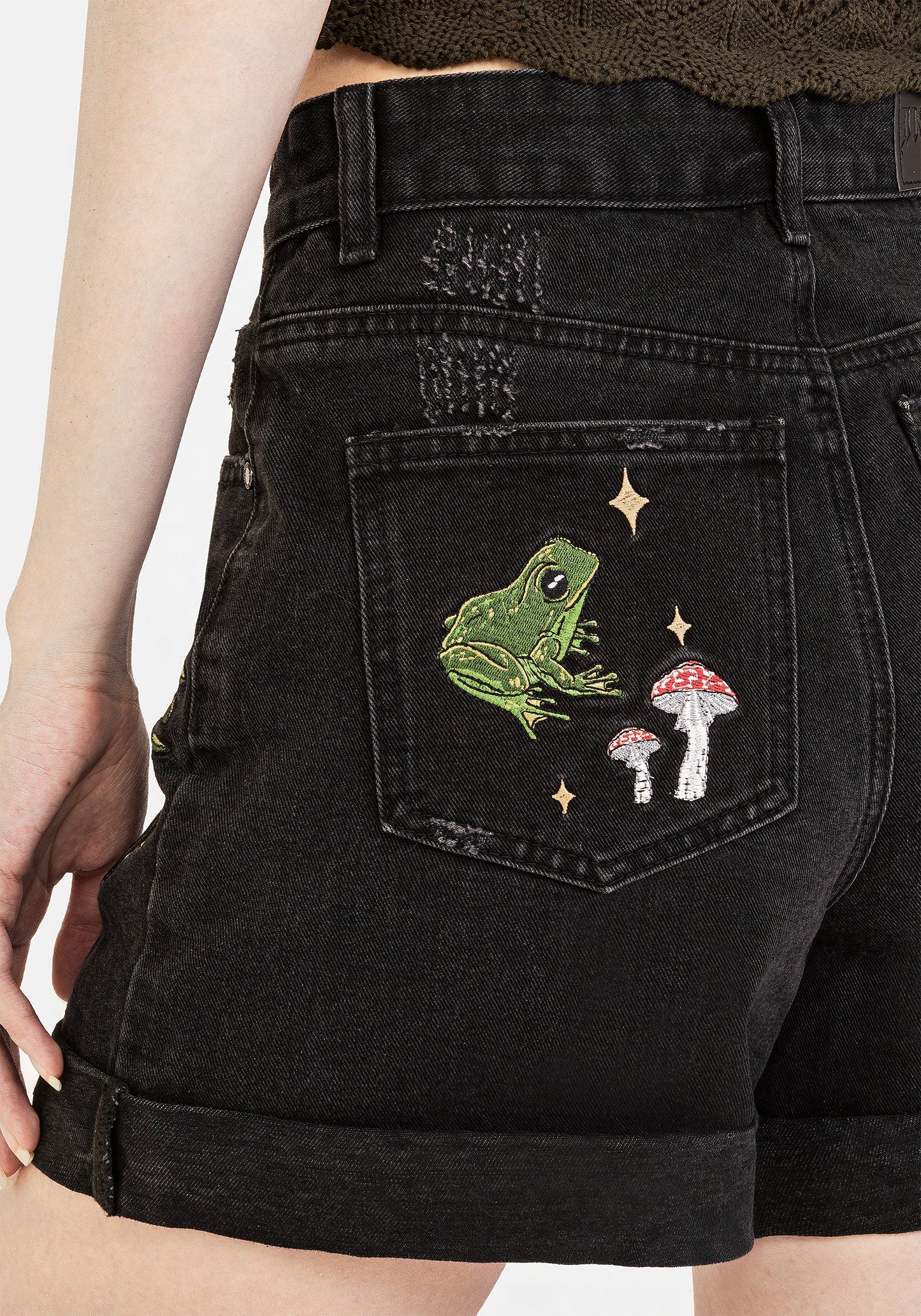 Swamplife Embroidered Denim Shorts