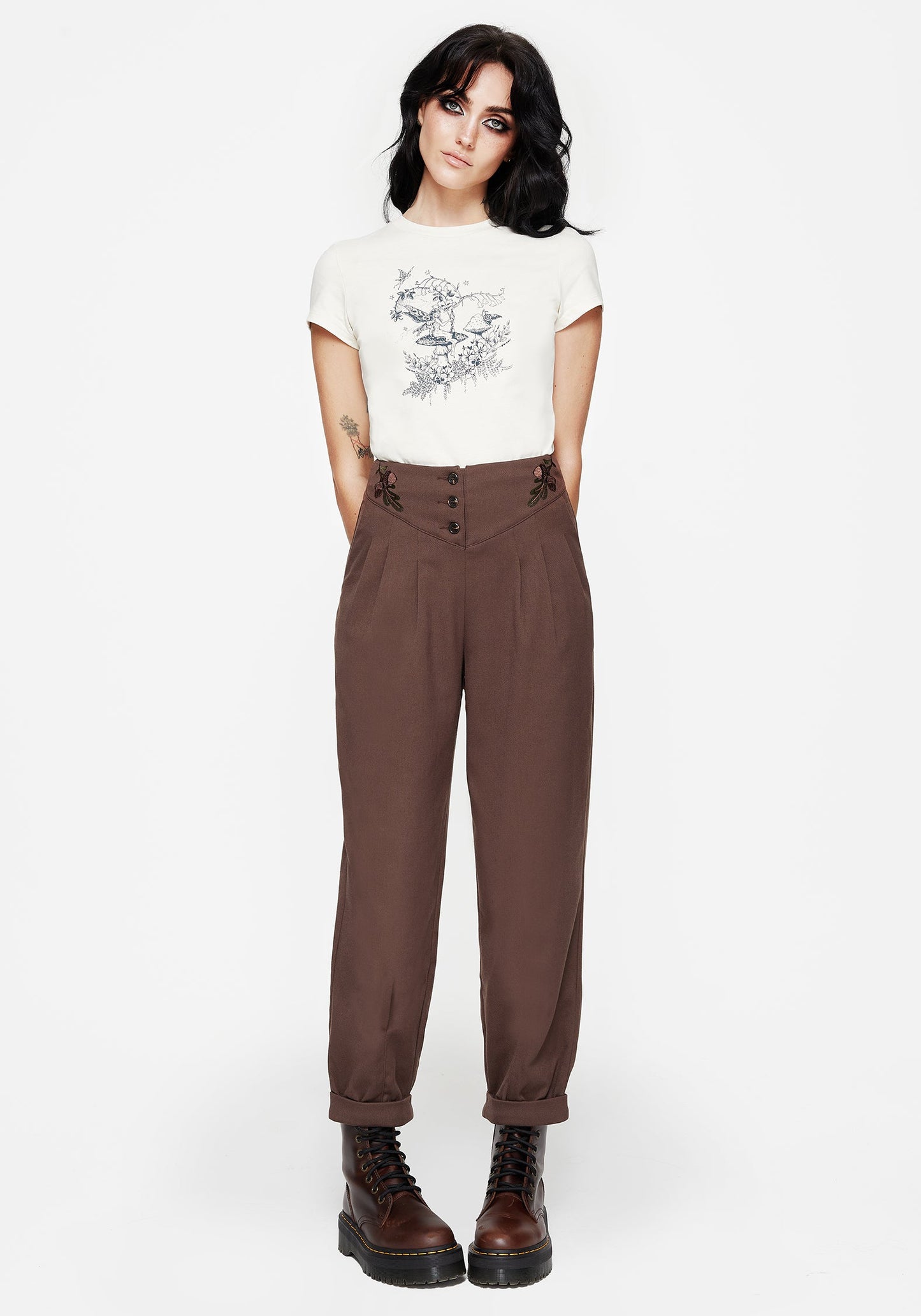 Marwood Acorn Embroidered Button Up Waist Balloon Trouser