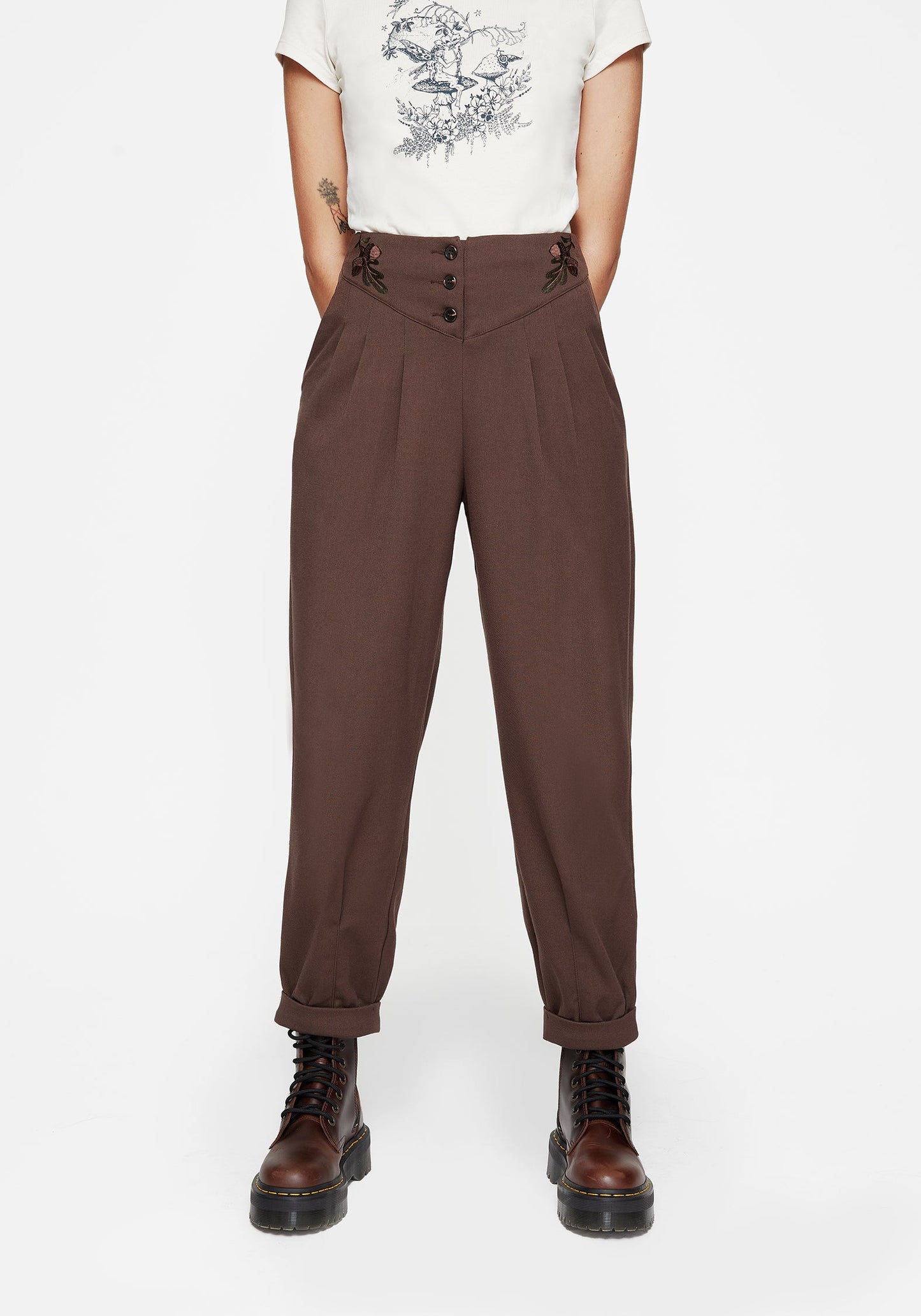Marwood Acorn Embroidered Button Up Waist Balloon Trouser