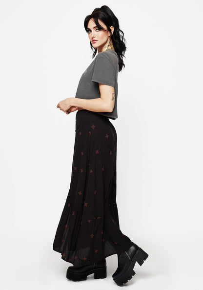 Sublime Witches Knot Embroidered Button Down Midaxi Skirt