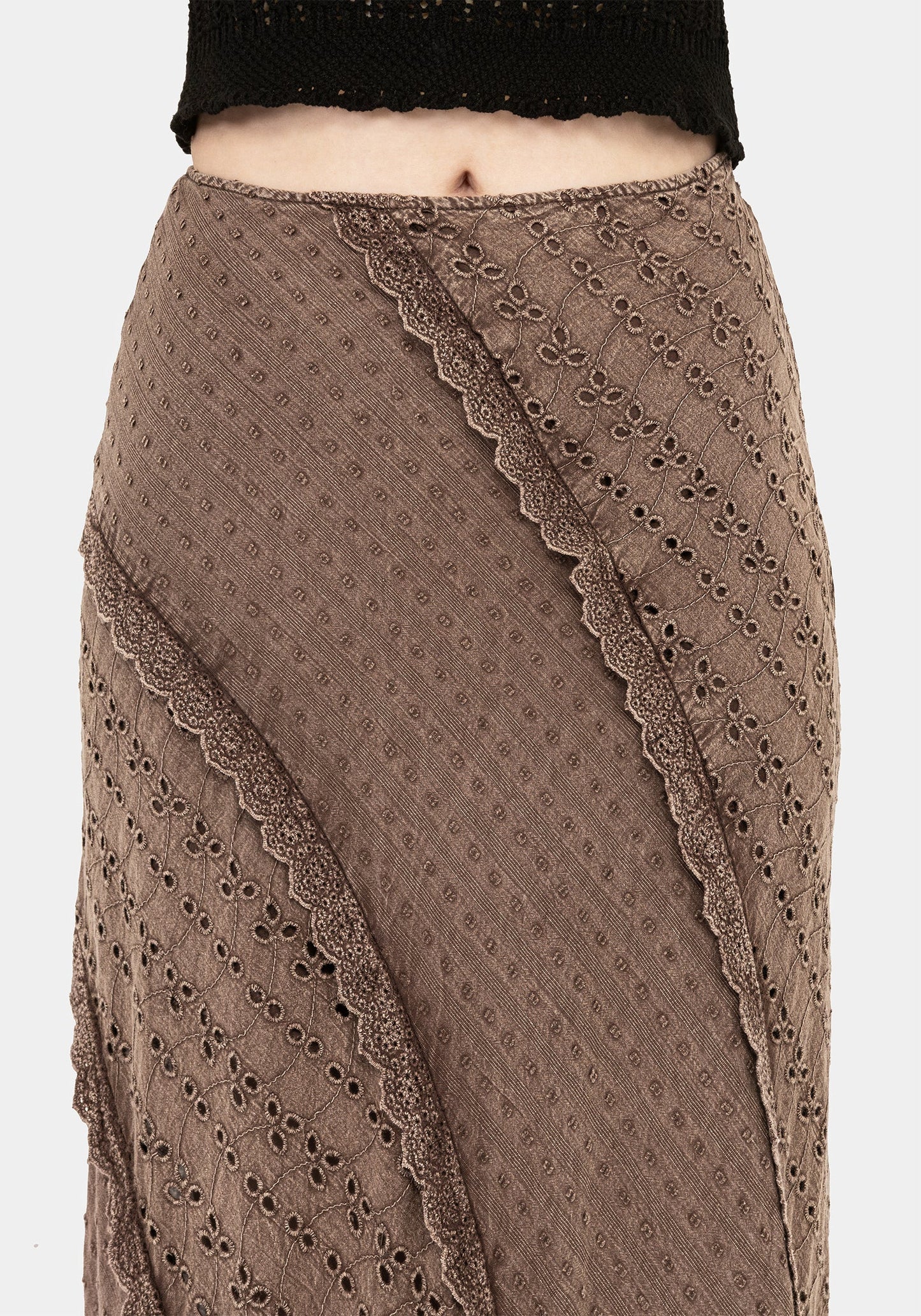 Summerisle Cotton Broderie Detail Midaxi Skirt