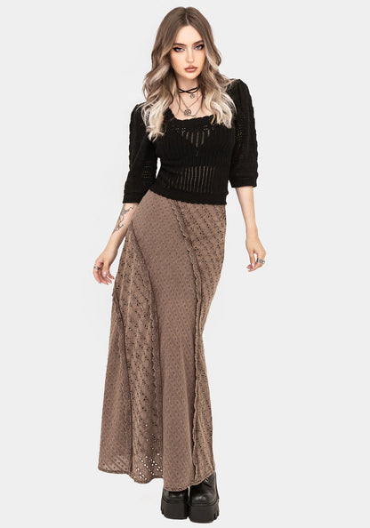 Summerisle Cotton Broderie Detail Midaxi Skirt