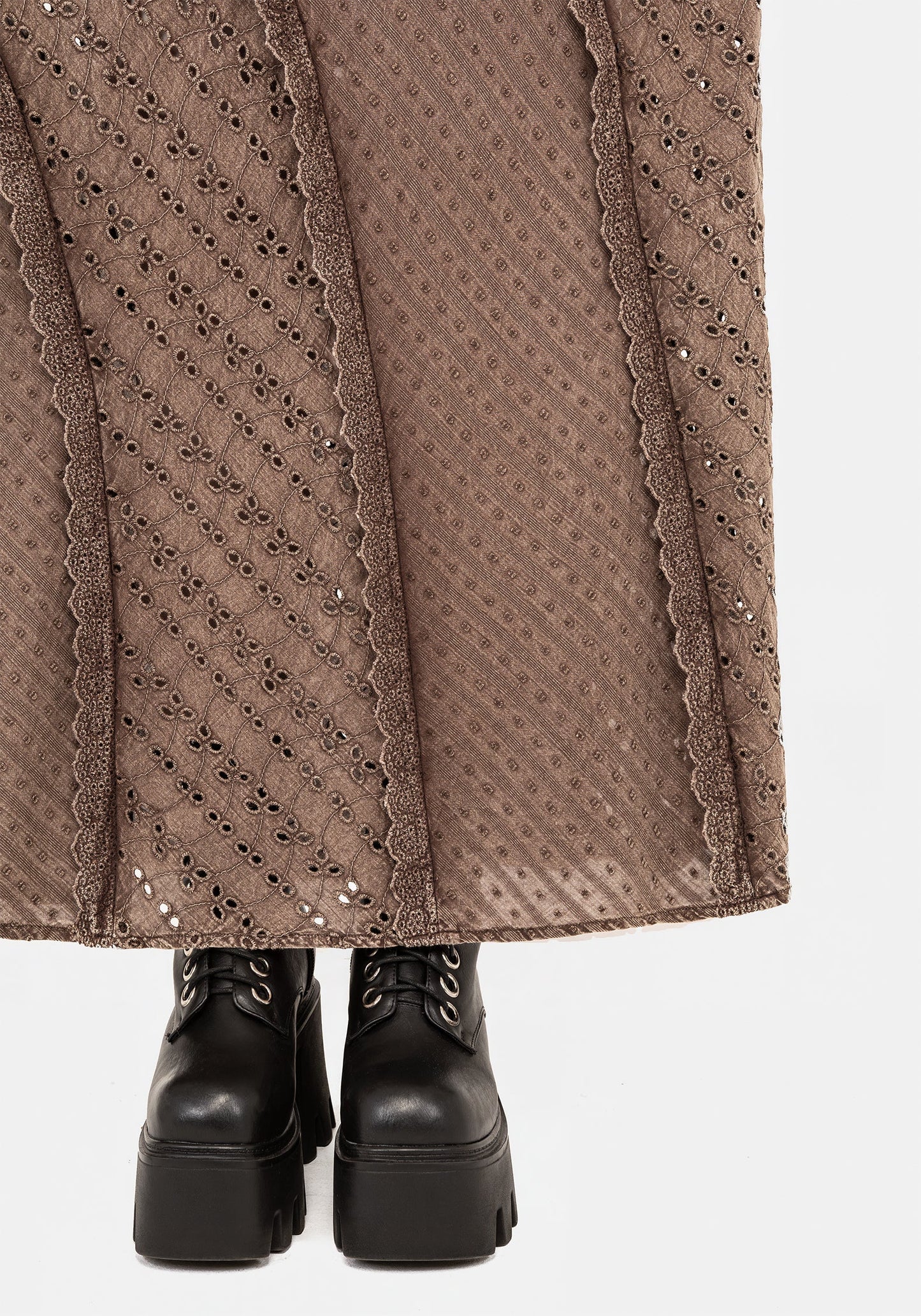 Summerisle Cotton Broderie Detail Midaxi Skirt