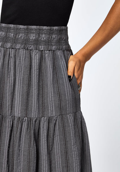 Grove Cotton Stripe Tiered Midaxi Skirt