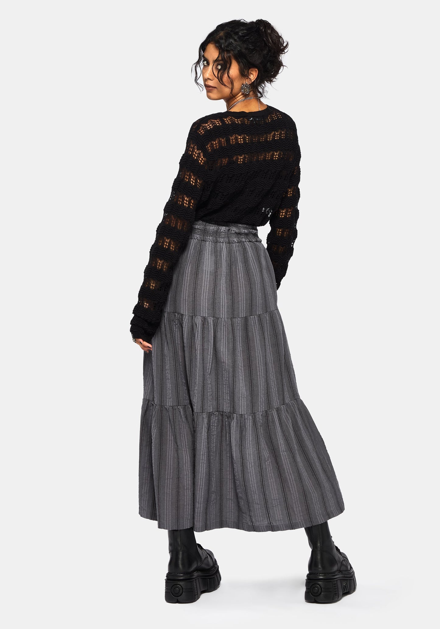 Grove Cotton Stripe Tiered Midaxi Skirt