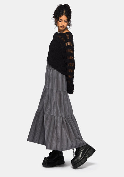 Grove Cotton Stripe Tiered Midaxi Skirt