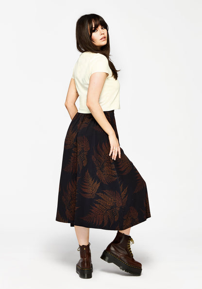 Ruin Fern Printed Midaxi Skirt - Brown