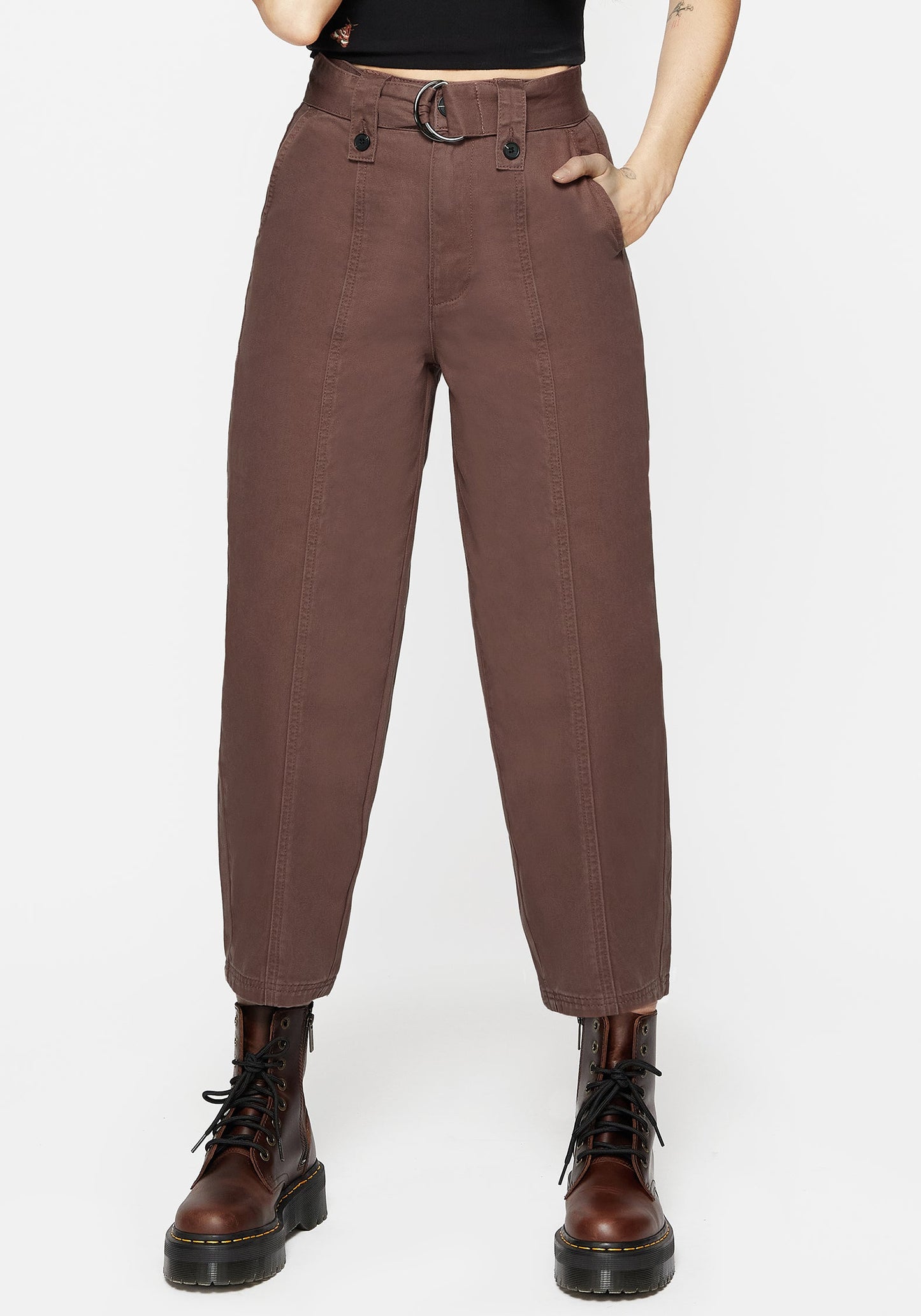 Pinhead Belted Balloon Leg Trousers - Brown
