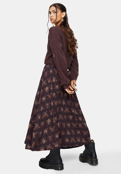 Scorn Bug Printed Midi Skirt