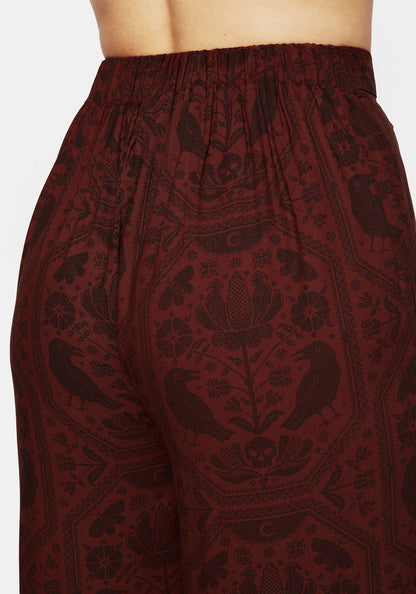 Annabel Tie Waist Wide Leg Culotte Trousers - Rust