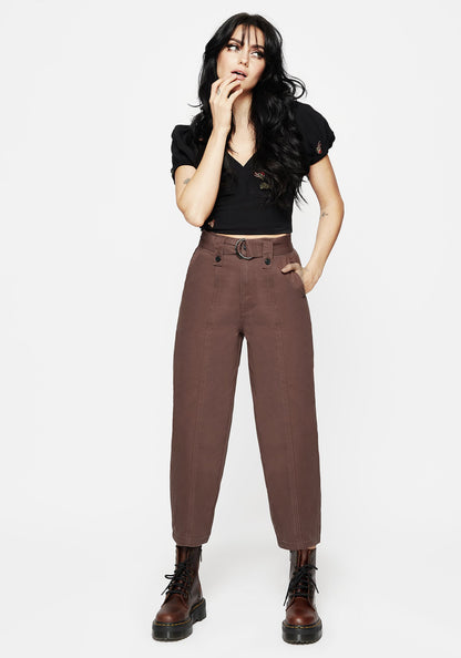 Pinhead Belted Balloon Leg Trousers - Brown