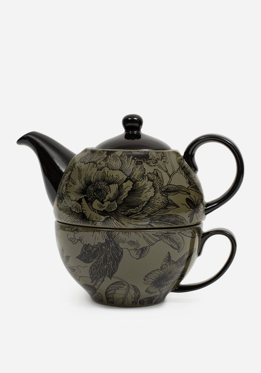 Konshu Floral Teapot and Teacup Set (3 Piece Set)