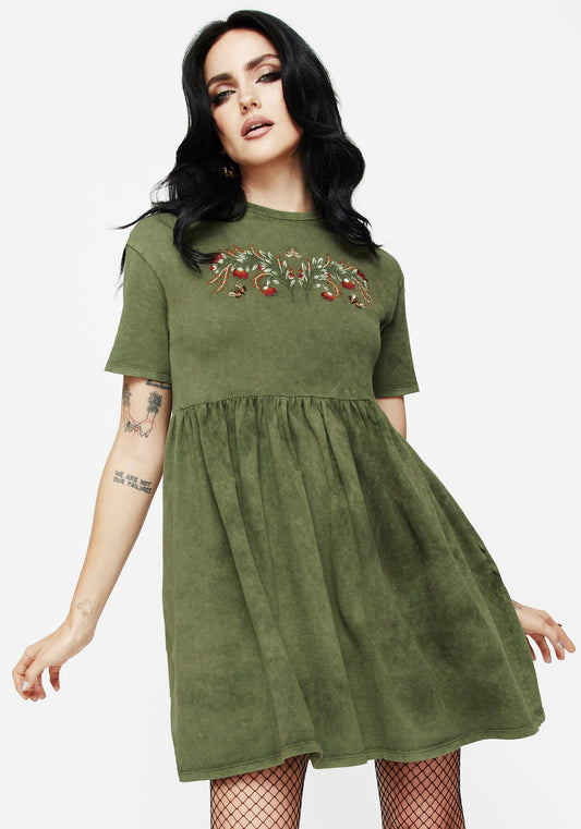 Copia Embroidered Cotton Jersey Skater Dress
