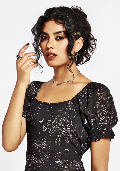 Peaseblossom Celestial Back Cut Out Midi Dress