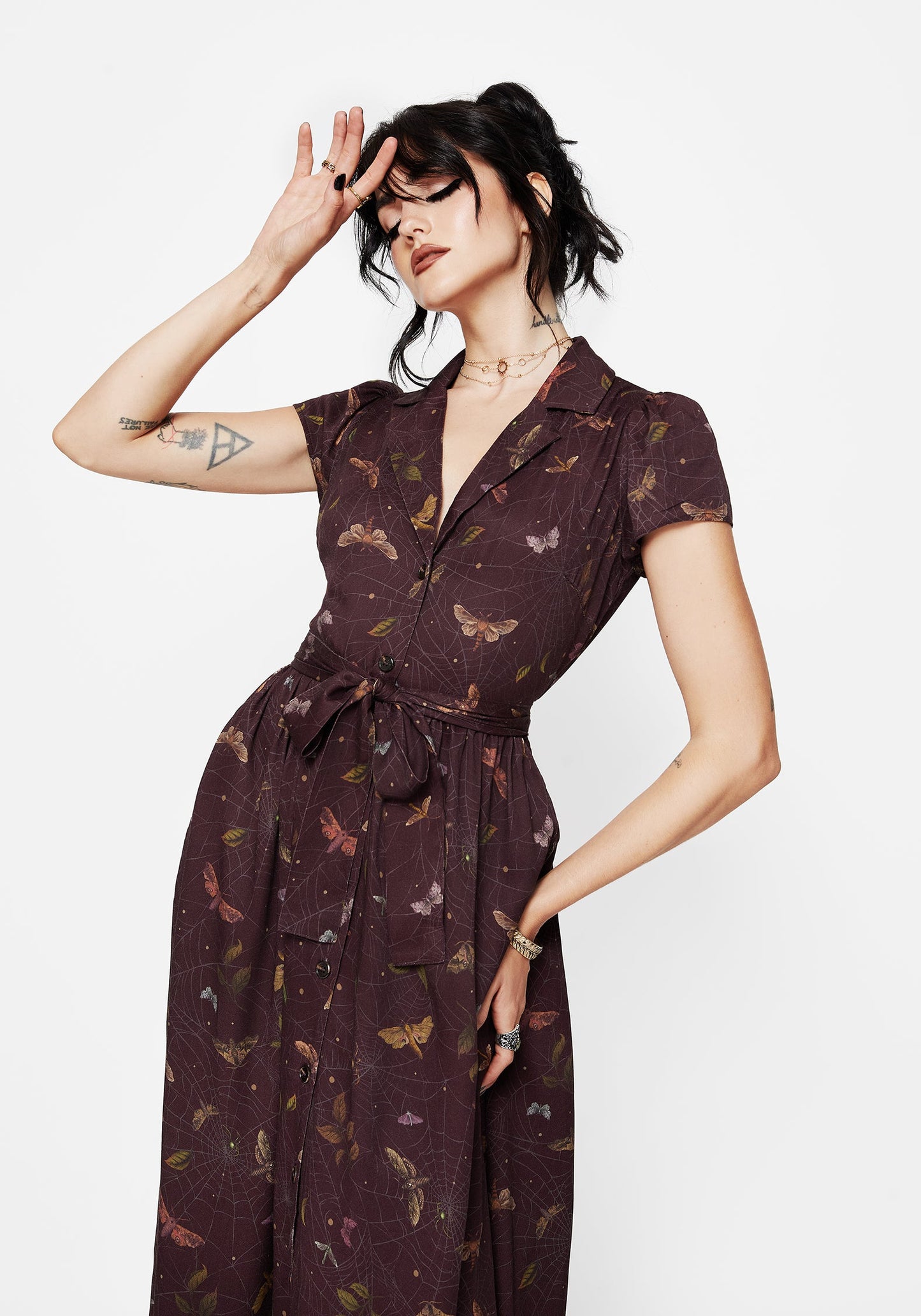 Celia Moth Printed Midaxi Shirt Dress