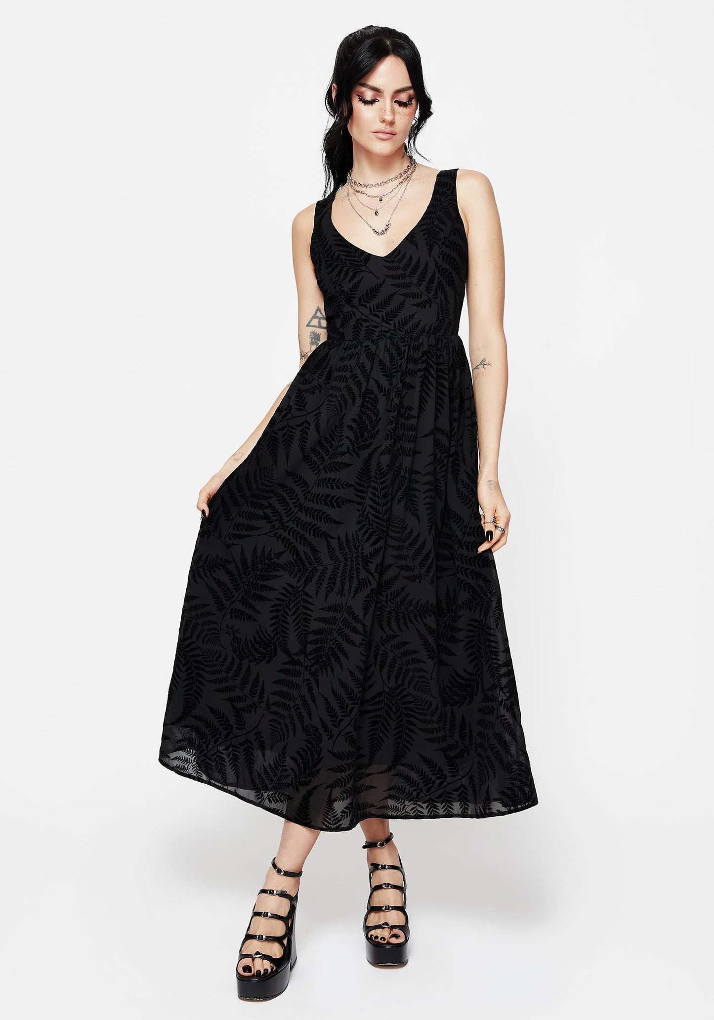 Lunafern Fern Print Cami Midaxi Dress