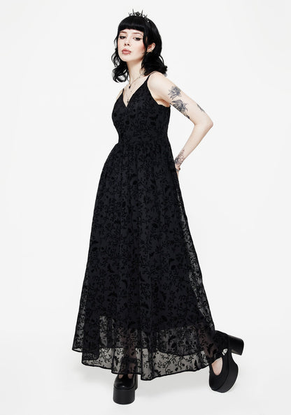 Faustina Flocked Chiffon Maxi Cami Dress