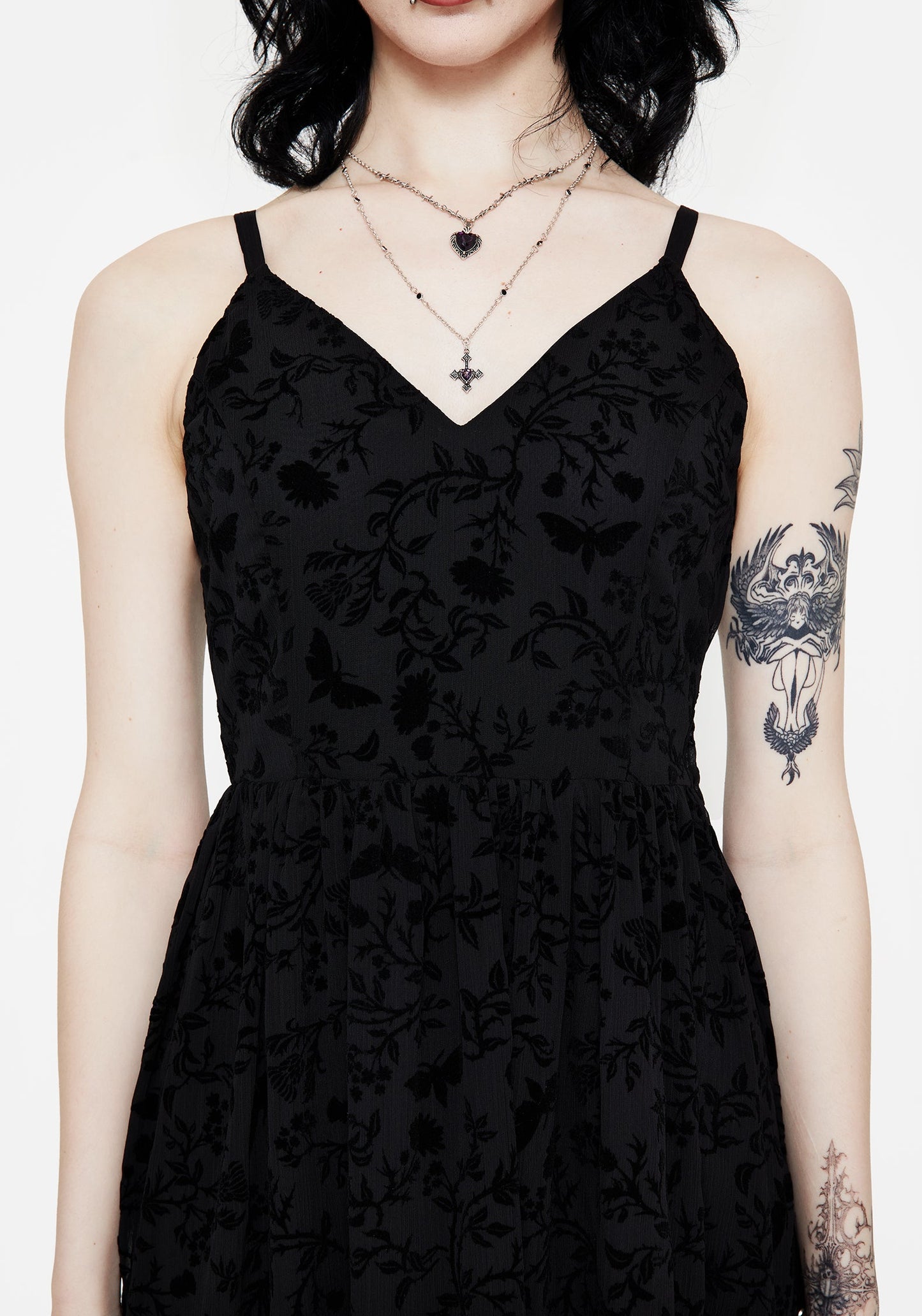 Faustina Flocked Chiffon Maxi Cami Dress