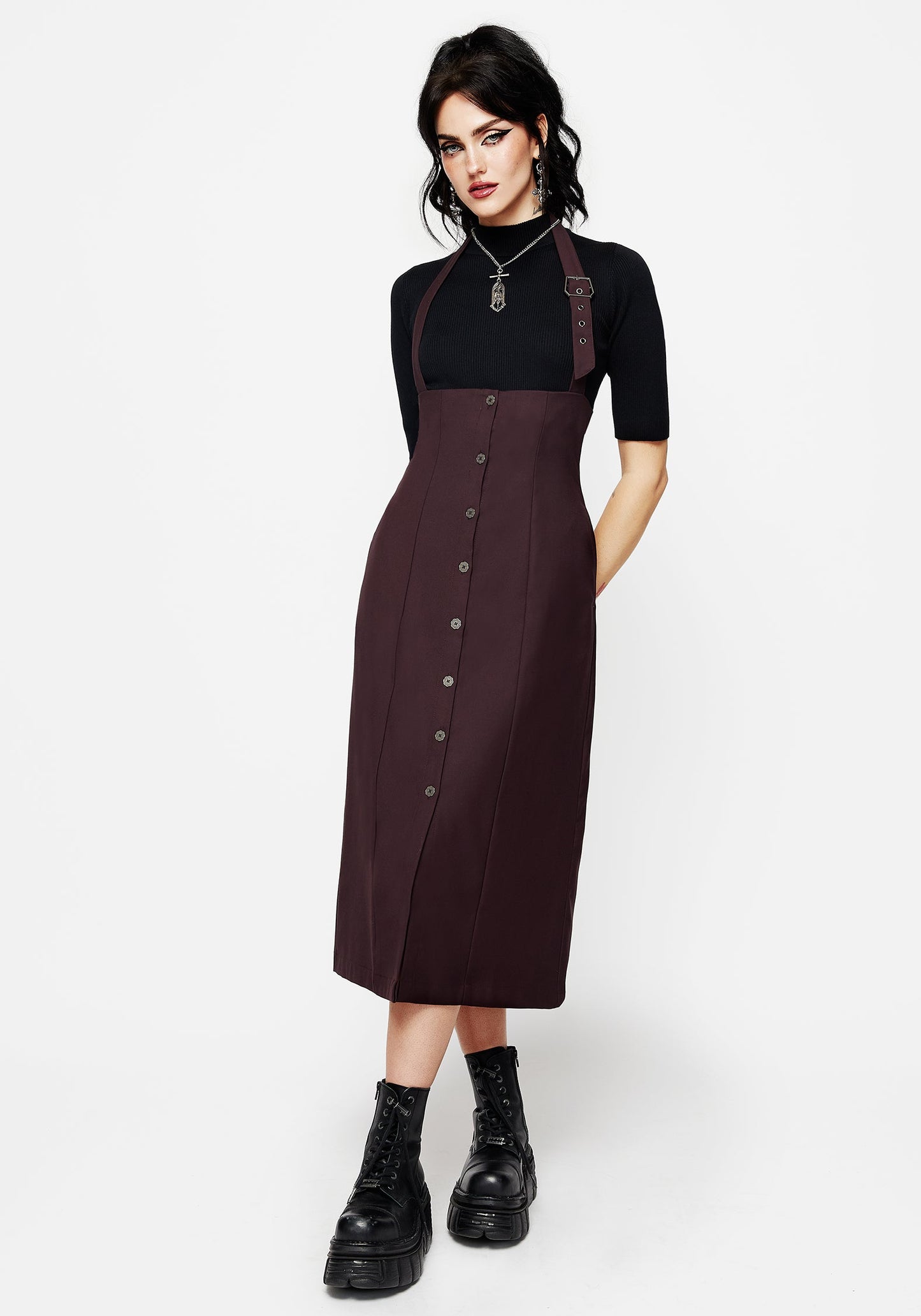 New Age Halter Neck Pinafore Midi Dress