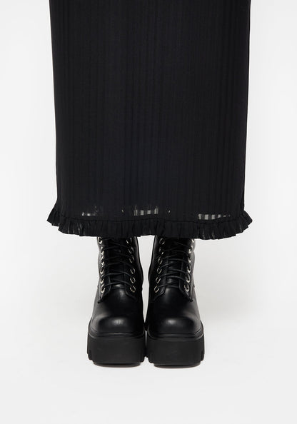 Mourning Ruffle Detail Mesh Short Sleeve Maxi Dress