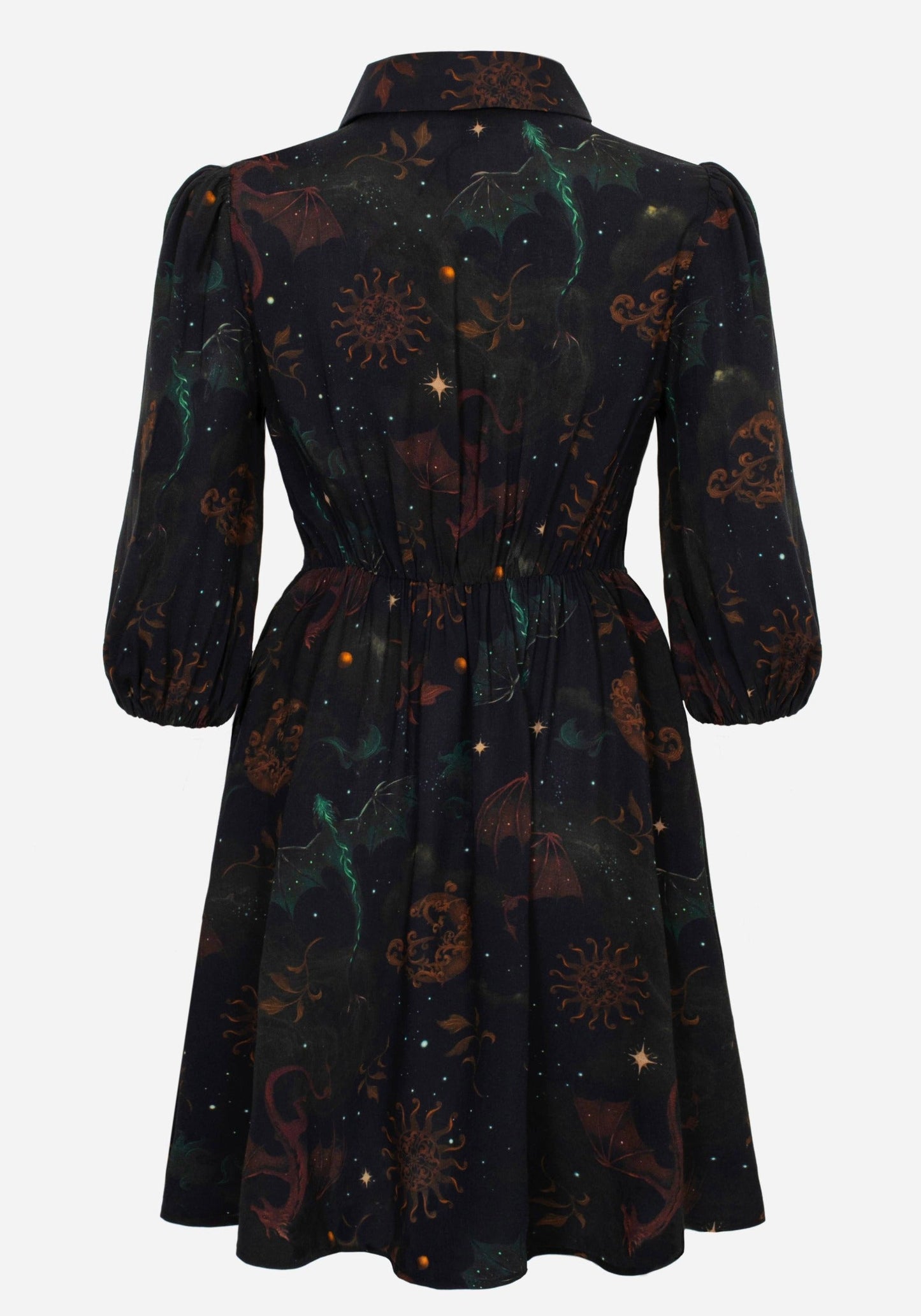 Phoenix Dragon Printed Mini Shirt Dress