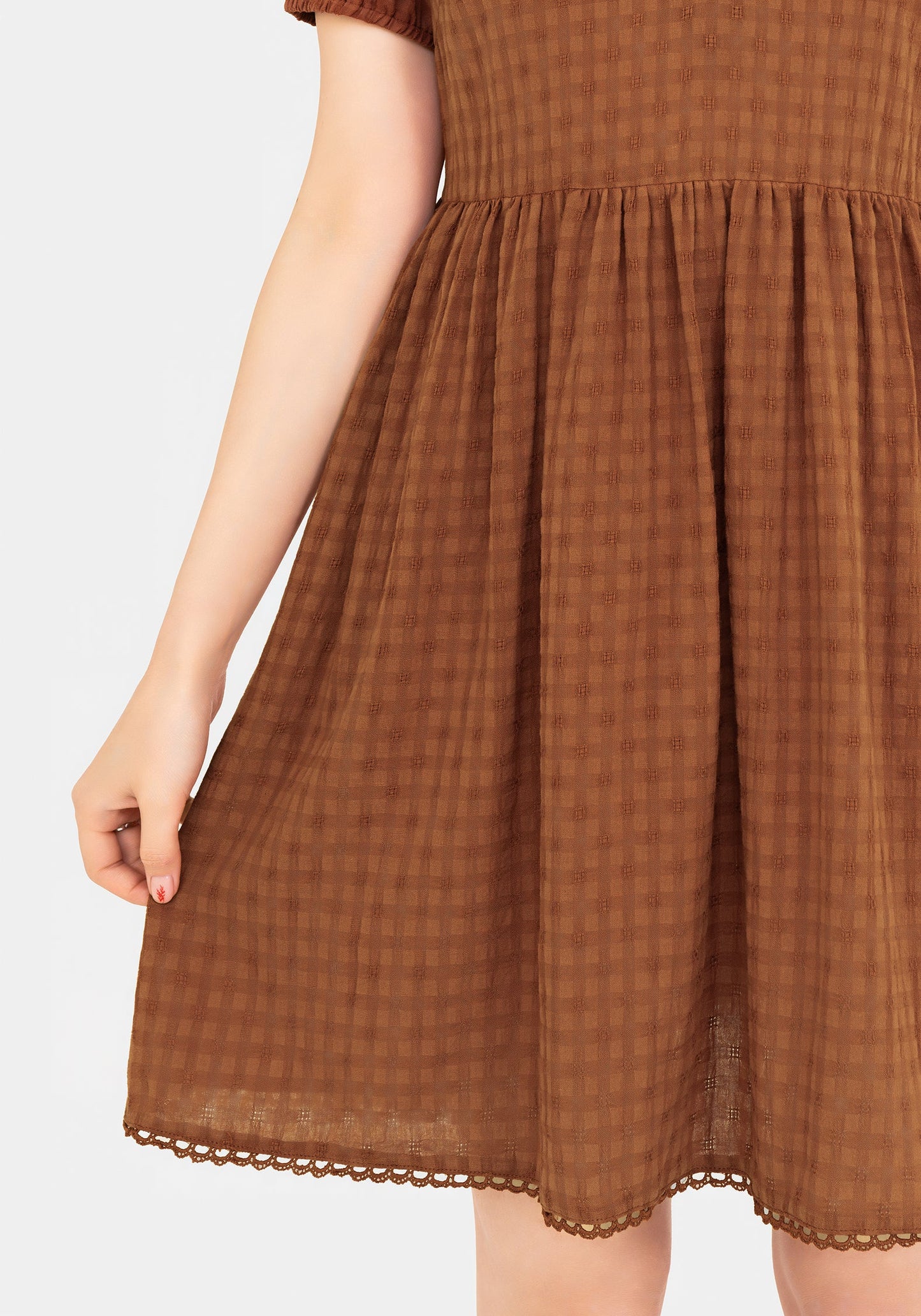 Soleil Cotton-Blend Check Mini Dress