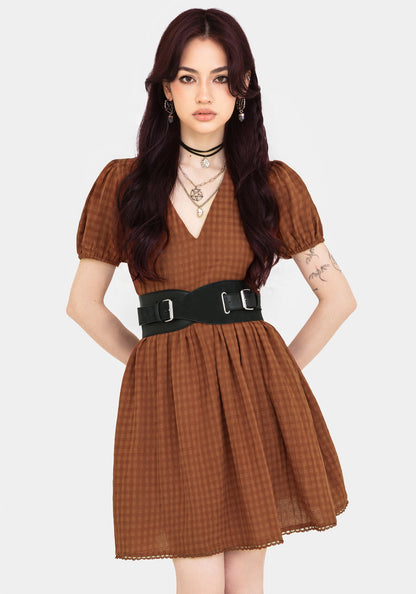 Soleil Cotton-Blend Check Mini Dress