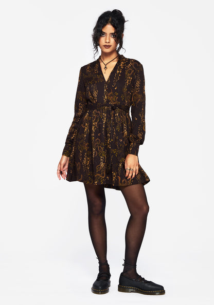 Azazel Snake Printed Belted Mini Dress