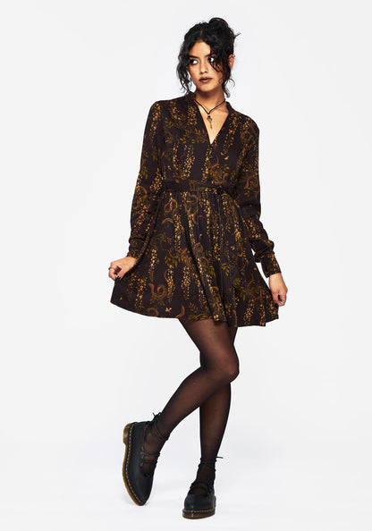 Azazel Snake Printed Belted Mini Dress