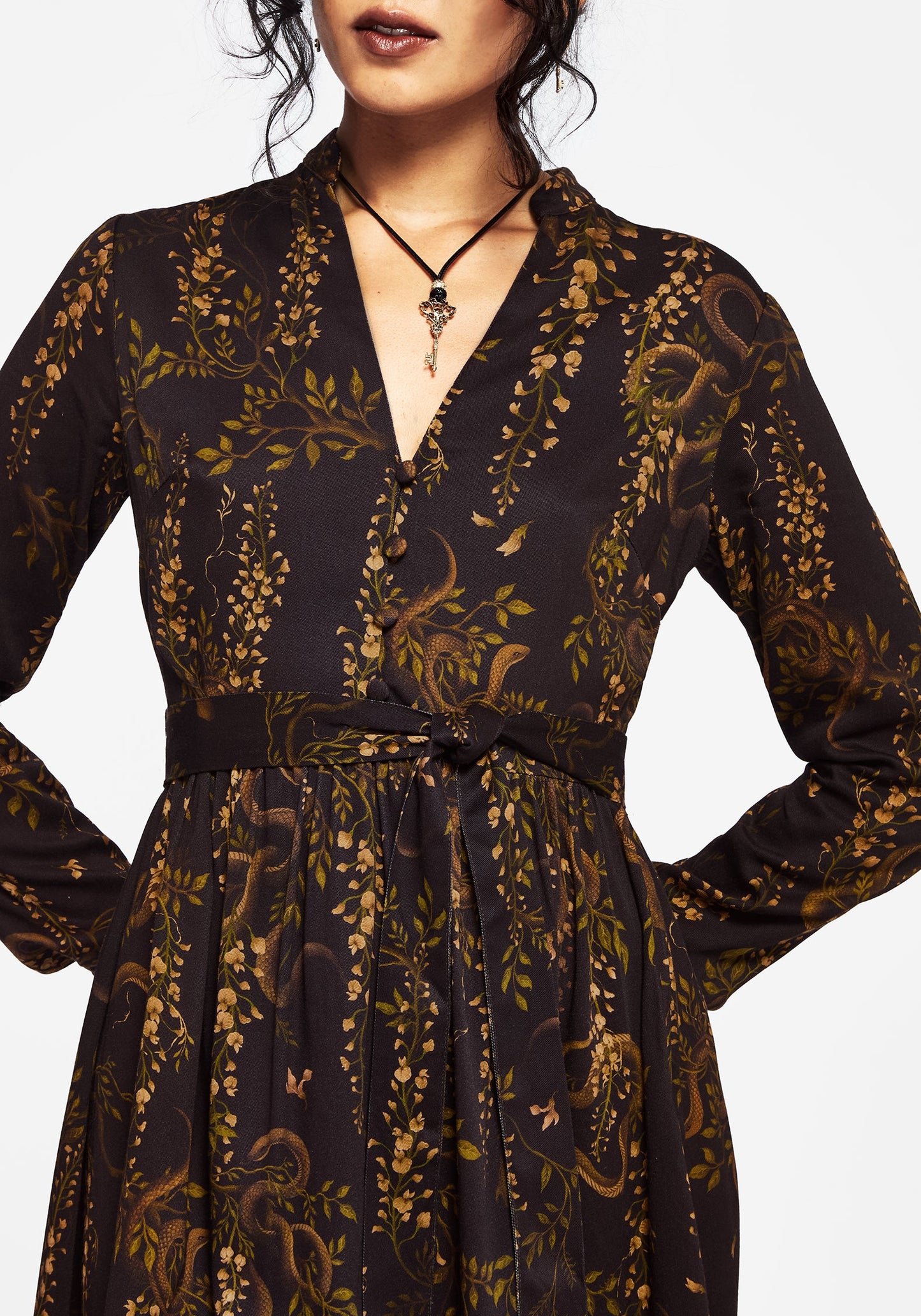 Azazel Snake Printed Belted Mini Dress