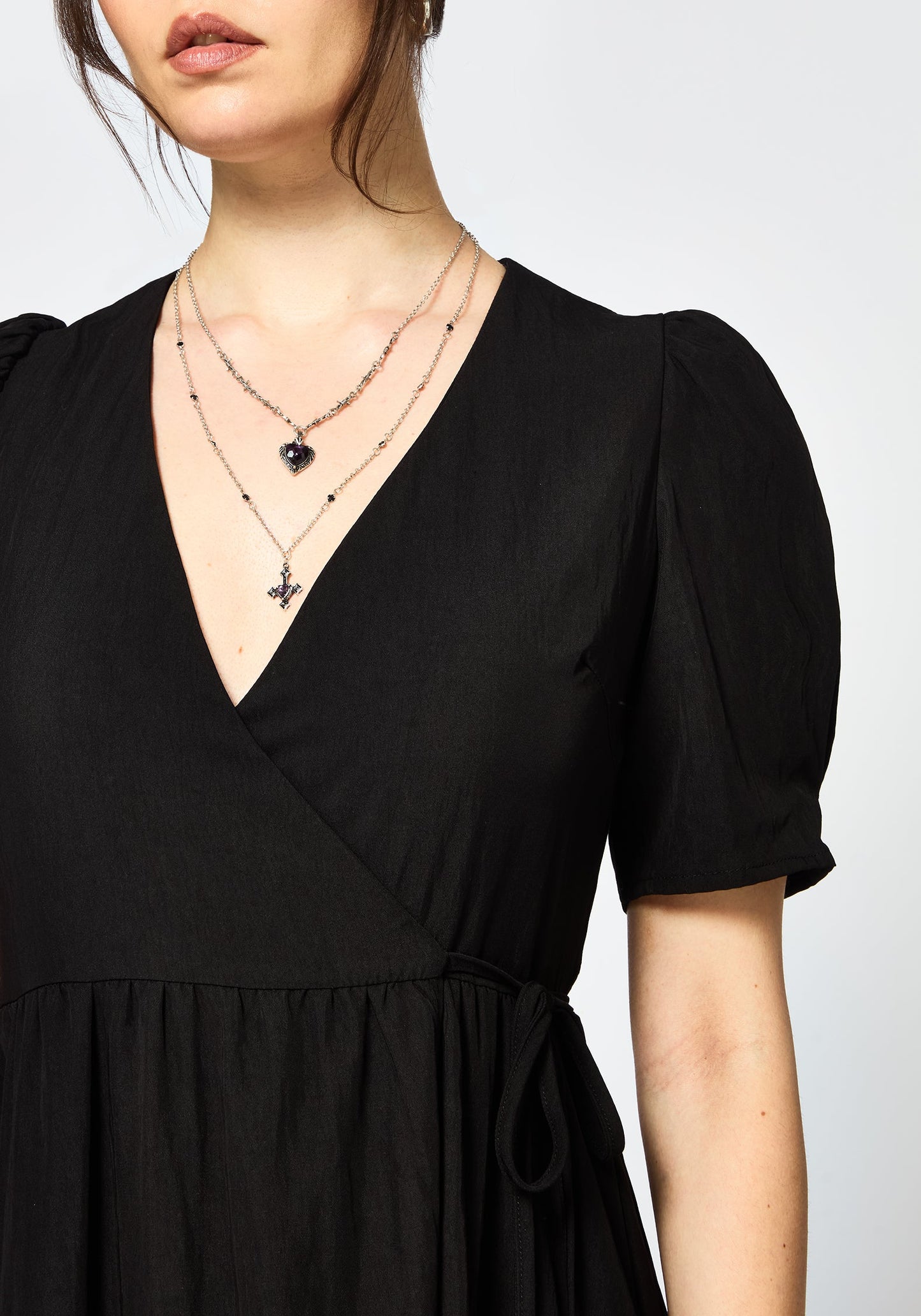 Sorelle Lace Hem Wrap Midaxi Dress